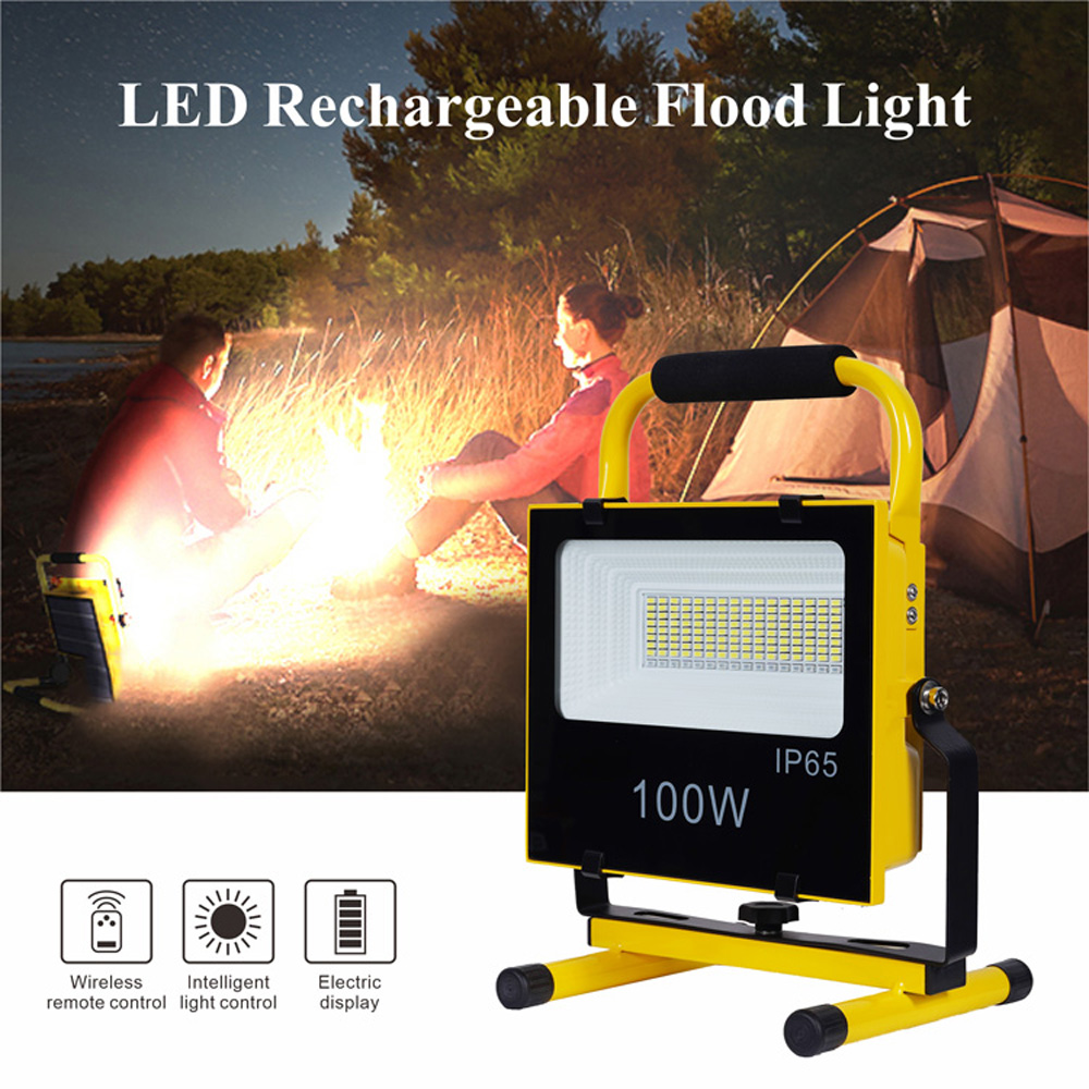 100W Portable Rechargeable Flood Light with Stand