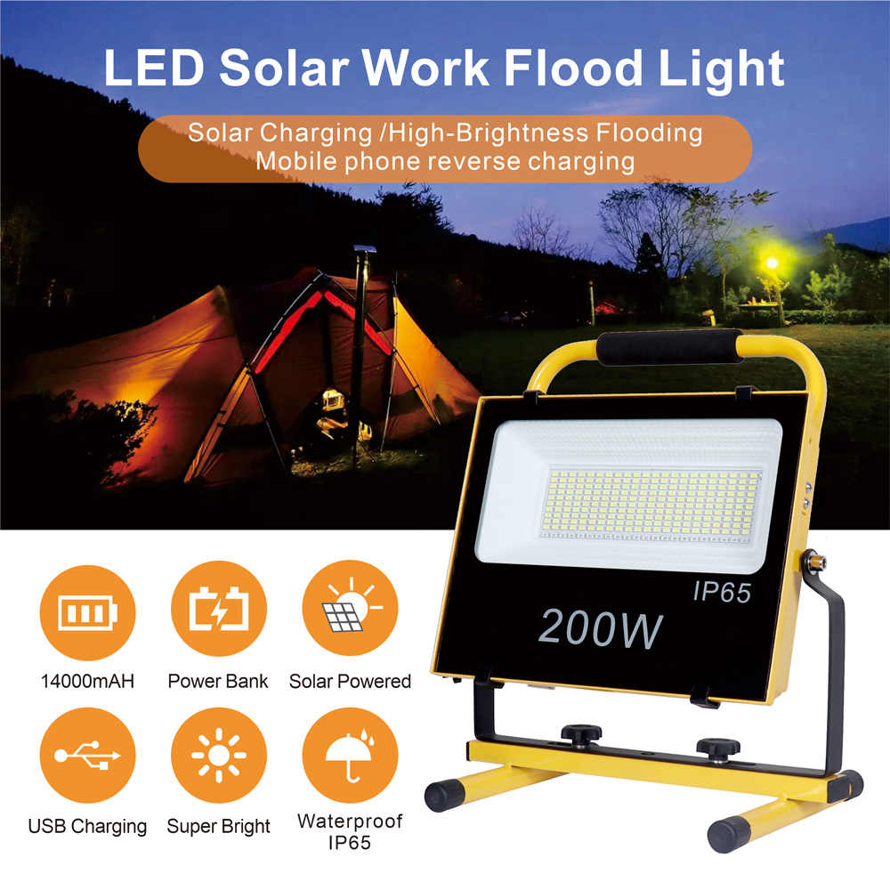 200W LED Rechargeable Flood Light Portable Emergency Lights
