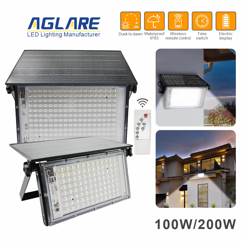 UltraSlim Solar Powered 100W LED Flood Light 6000K IP65