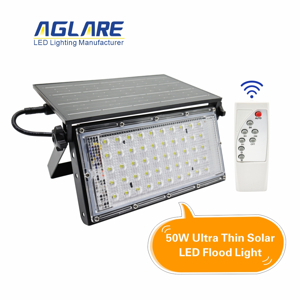 Ultra-Thin 50W Solar LED Flood Light 6000K Outdoor Lighting. Garden. Security.